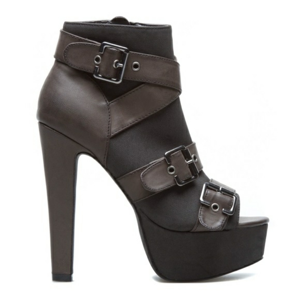 Shoe Dazzle Peep Toe Bandage Strappy Booties 8.5 Platform